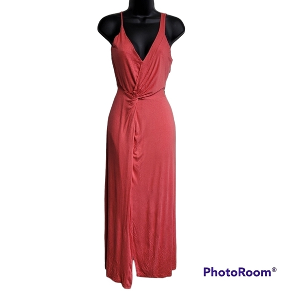 The Vanity Room Pink Twist Knot Front Maxi Dress - Picture 1 of 9